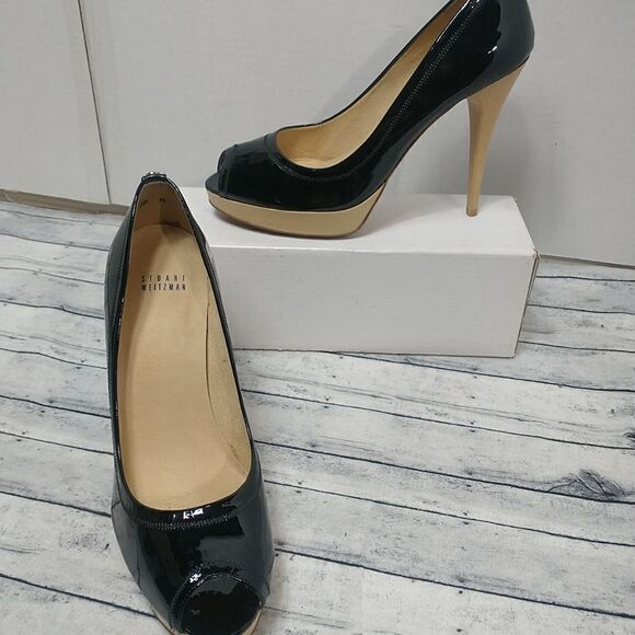 Stuart Weitzman Woman's SZ 10M Stiletto Heel Platform Shoes Peep Toe. - Picture 5 of 12
